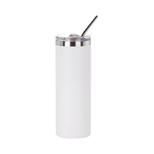 Biały kubek termiczny ze słomką 600 ml Pixel Sip
